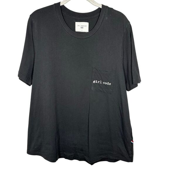 Sol Angeles 100% Cotton Gray Graphic Girl Code Pocket Front T-Shirt Women's XL - Picture 1 of 7
